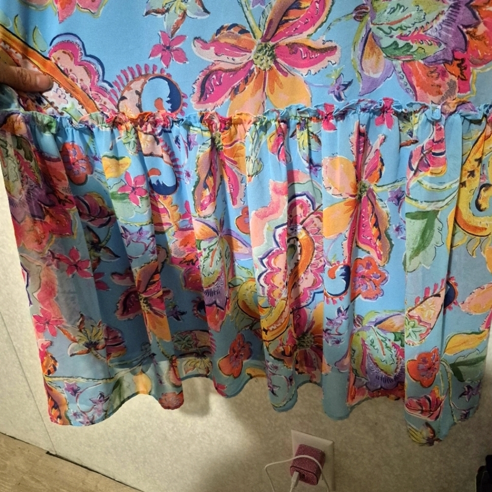NICOLE MILLER... Light Blue FLORAL MAXI DRESS...SIZE:XS - Picture 6 of 13